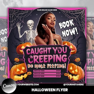 Suchen oder buchen Sie, Halloween-Flyer, Social Media-Flyer, bearbeitbare Halloween-Party-Einladung, Halloween-Party-Flyer-Canva