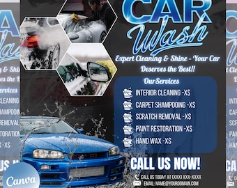 Car Wash Flyer | Car Detailing Flyer | Automotive Services Flyer | Social Media Business Flyer | Premade DIY Flyer Template | Editable Canva