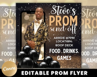 Prom Send Off Flyer, Prom Invitation Flyer, Prom Event Flyer, Prom Event Poster, Prom Party Invite, Prom Season Celebration, Party Template