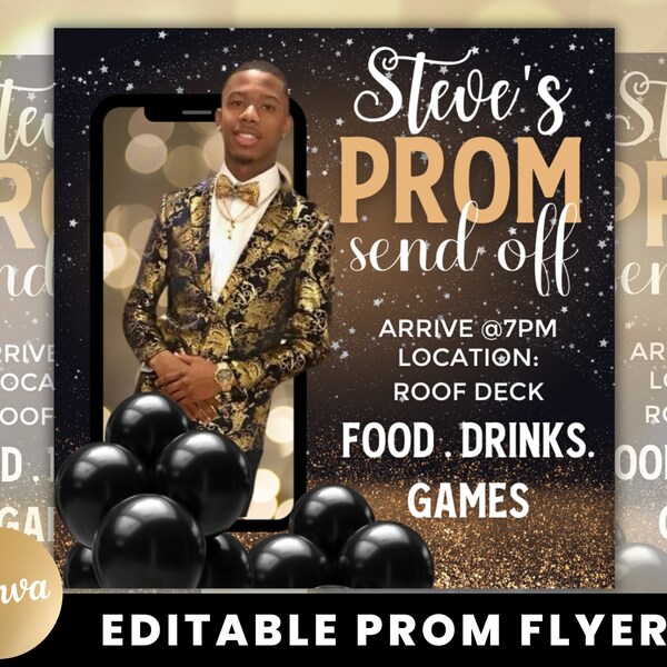 Prom Send Off Flyer, Prom Invitation Flyer, Prom Event Flyer, Prom Event Poster, Prom Party Invite, Prom Season Celebration, Party Template