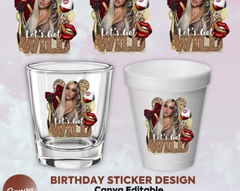 Cow Girl Sticker, Styrofoam Cup Sticker, Shot Glass, T-Shirt Design, Canva Template, Instant Download