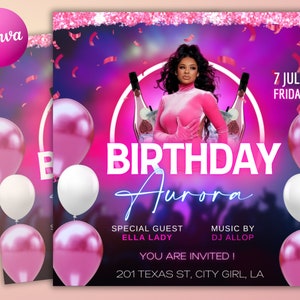Birthday Bash Flyer, Birthday Flyer Girl, DIY Flyer Template Design, Birthday Party Invites Flyer, Premade Celebration Instagram Post