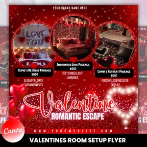 Room Setup Valentines Booking Flyer, Valentine Room Setup Flyer, Valentines Day Flyer, Room Decoration Flyer, Hotel Book Flyer