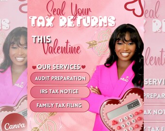 Tax Preparation Flyer, Valentine's Tax Flyer, Tax Season, Tax Prep Season Flyer, Accountant Flyer, Tax Prep Instagram Template