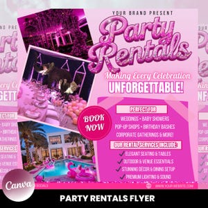 Party Rentals & Event Supplies Flyer | DIY Template | Event Equipment Rental | Premade Party Planning Decoration | Canva Editable