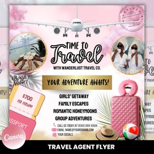 Travel Agent Flyer, DIY E-Flyer Template, Travel Flyer, Vacation Flyer, Travel Agency, Social Media Flyer, Canva Editable, Instant Download