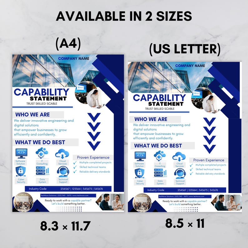 Capability Statement Template Canva, Corporate Flyer, Editable Business ...