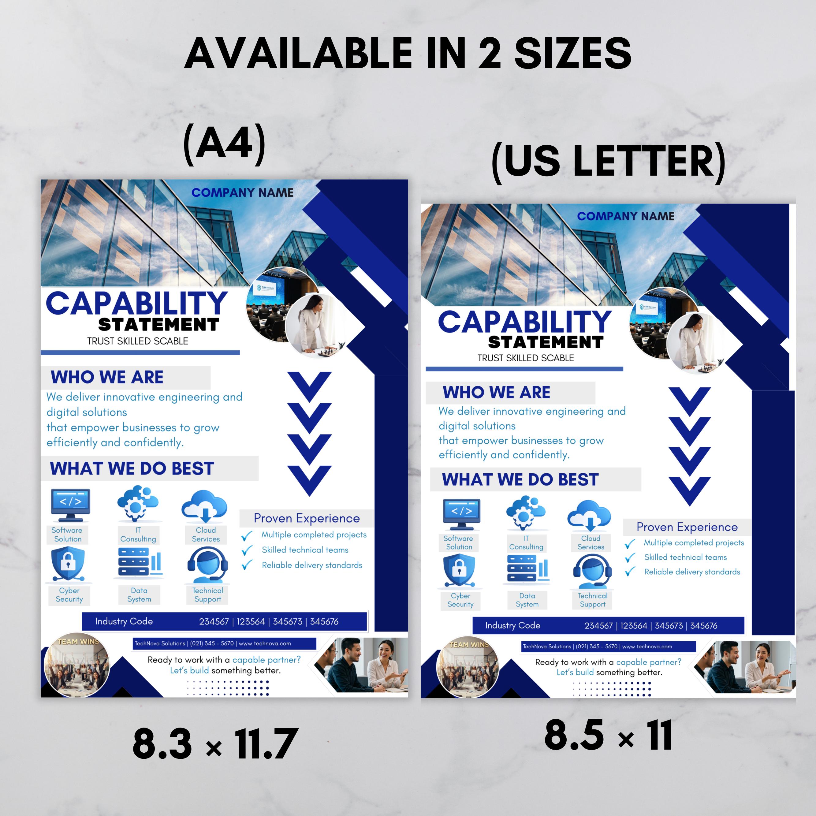 Capability Statement Template Canva, Corporate Flyer, Editable Business ...