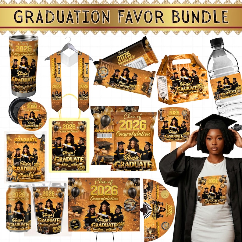 Graduation Package Design Graduation Party Favor Bundle, Graduation Chip Bag Canva Template ...