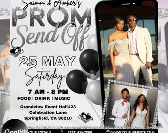 Prom Send Off Flyer, Prom Invitation Flyer, Prom Event Flyer, Prom Event Poster, Prom Party Invite, Prom Season Celebration, Party Template