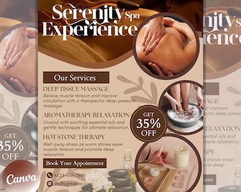 Handgefertigt in Berlin Spa Flyer | Kosmetikerin Flyer | Körperbehandlung Flyer | Gesichts Spa Flyer | Bearbeitbare Canva Vorlage | Wellness Flyer
