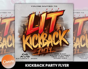 Kickback Party Flyer, Editable Kickback Club Flyer, Club DJ Party Invite, Event Flyer, Social Media Flyer, Canva Template, Instant Download