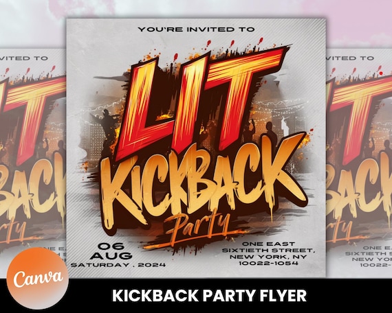 Kickback Party Flyer, Editable Kickback Club Flyer, Club DJ Party Invite, Event Flyer, Social Media Flyer, Canva Template, Instant Download