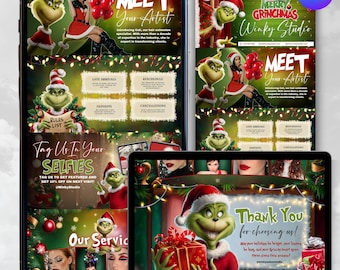 Christmas Editable Acuity Template, Christmas Booking Website, Grinchmas, Hairstylist, Braids, Lashes, Nails, MUA, Canva Acuity Template