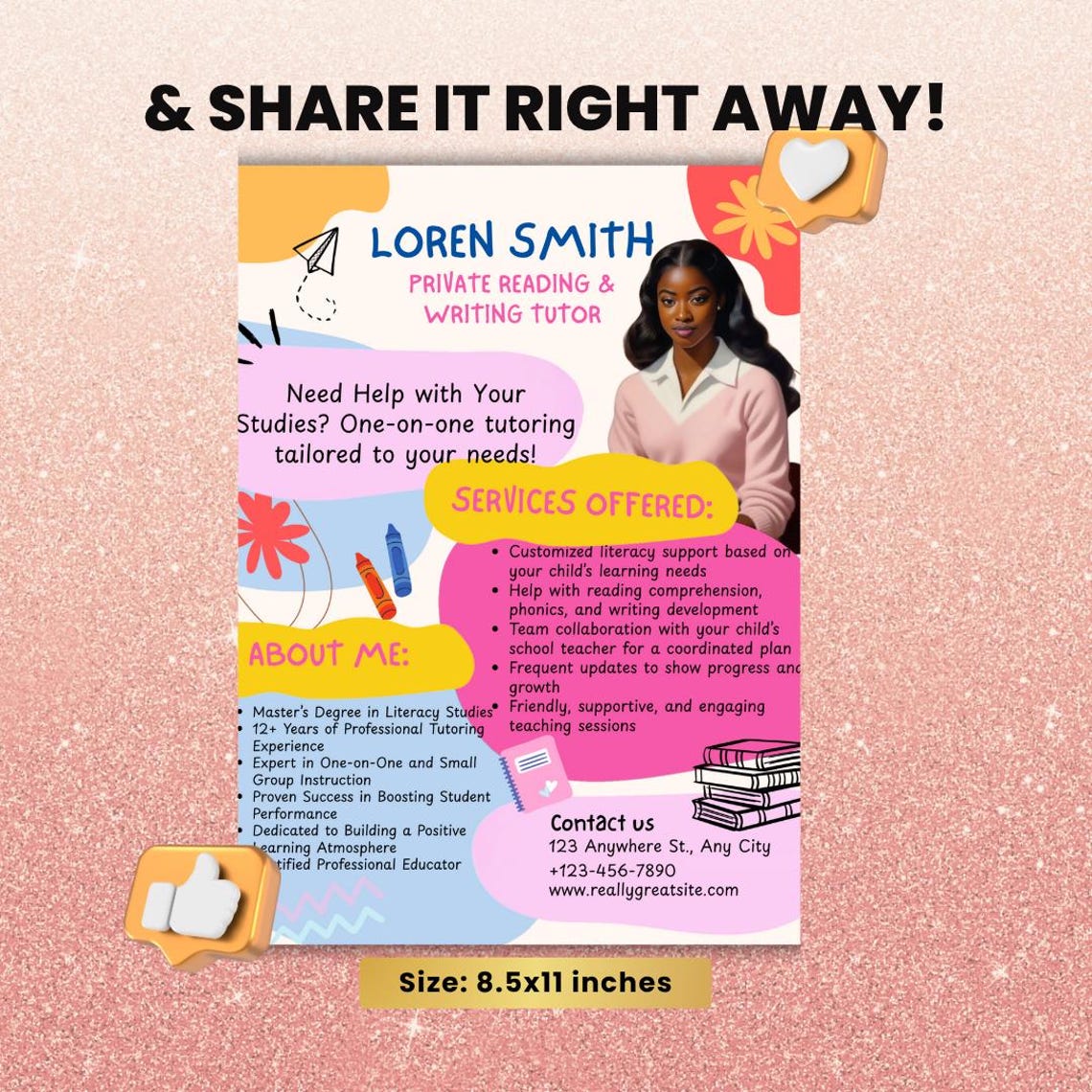 Editable Tutoring Services Flyer | DIY Summer Tutor Canva Template ...