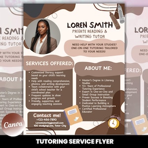 Editable Tutoring Services Flyer | DIY Summer Tutor Canva Template | Elementary & Middle School Educational Flyer Design