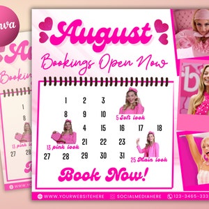August-Buchungen, August-Buchungen verfügbar, August-Verabredung, August-Kalender, Haare, Nägel, Make-up, Wimpern, Zöpfe, Perücke