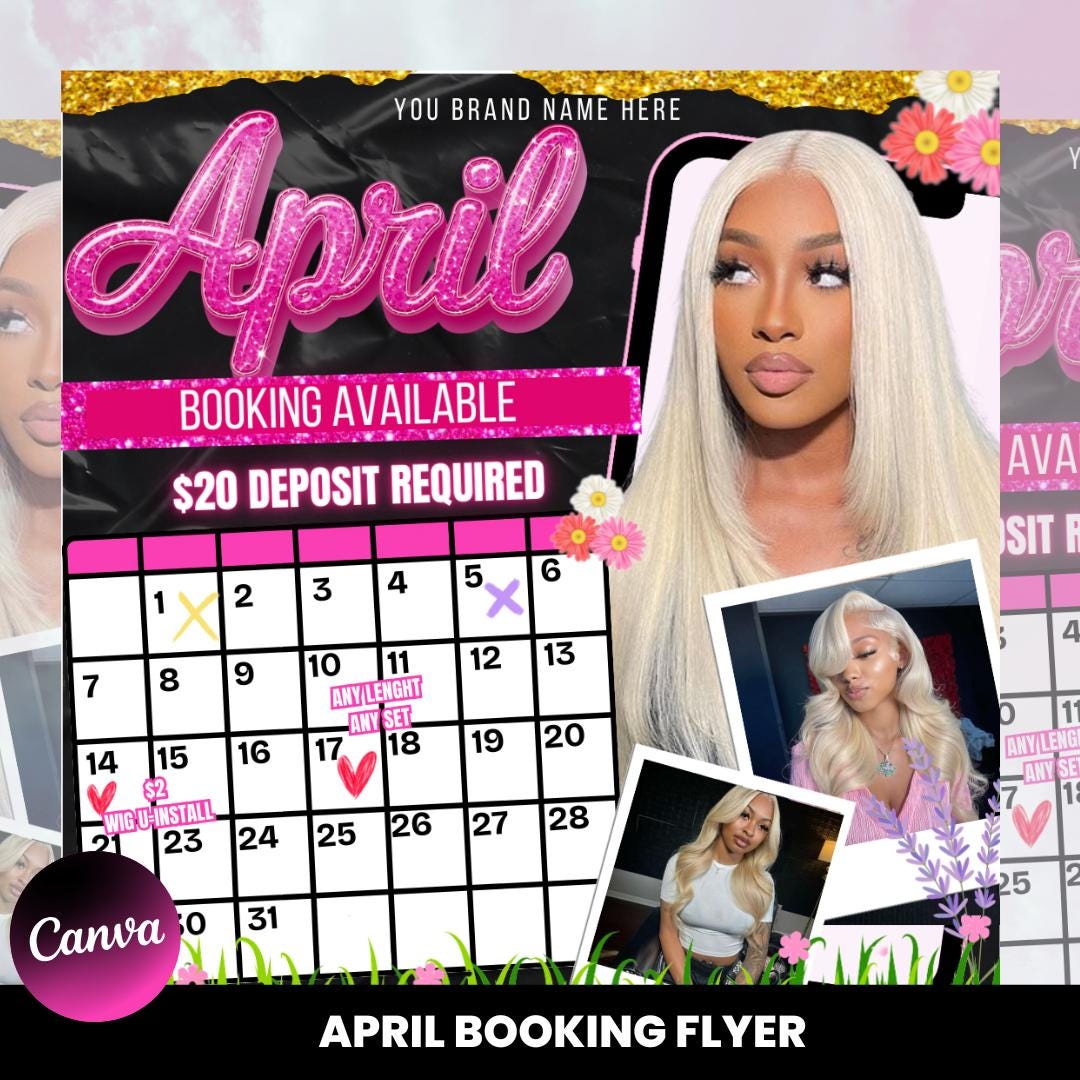 April Booking Flyer Canva Template, Diy April Flyer, Hair Flyer, Easter ...