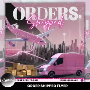 All Orders Shipped flyer, Shipping Flyer, DIY Social Media Instagram, Package Shipped Flyer, Instagram Flyer, DIY Flyer Template Design