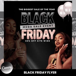 Black Friday-flyer, Pink Friday-uitverkoopflyer, bewerkbare Canva-sjabloon, Black Friday-uitverkoopflyer, Black Friday-flyer Instagramverhalen