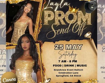 Prom Send Off Flyer, Prom Invitation Flyer, Prom Event Flyer, Prom Event Poster, Prom Party Invite, Prom Season Celebration, Party Template