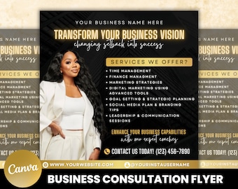 Business Coach Flyer, Consultation Flyer, Entrepreneur Flyer, Premade Business Coaching Planning, DIY Service Flyer Template Design