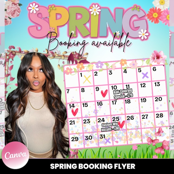 Spring Flyer, Wig Install Flyer, Hair Flyer, Beauty Flyer, Spring Hair Flyer, Wig Install Flyer, Hair Special Flyer, April Booking Flyer