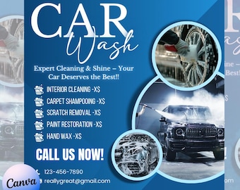 Car Wash Flyer | Car Detailing Flyer | Automotive Services Flyer | Social Media Business Flyer | Premade DIY Flyer Template | Editable Canva