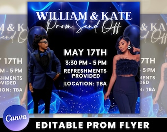 Prom Send Off Flyer, Prom Invitation Flyer, Prom Event Flyer, Prom Event Poster, Prom Party Invite, Prom Season Celebration, Party Template