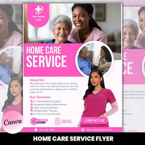 Home Care Service Flyer, bearbeitbarer Home Care Service, Senioren- und Altenpflege, Home-Gesundheitsvorlage, vorgefertigter Pflegeservice-Flyer