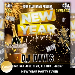 New Year Party Flyer, New Year Eve Flyer, Party invitation, Night Club, New Years Invitation, Night Club Flyer, New Years Invite