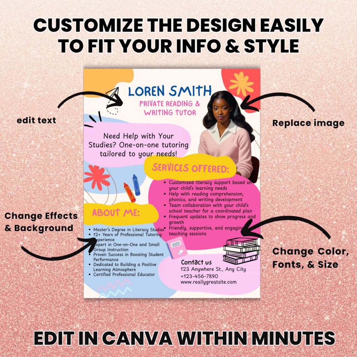 Editable Tutoring Services Flyer | DIY Summer Tutor Canva Template ...