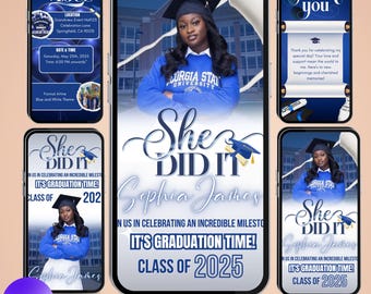 Class Of 2025 Graduation Flyer, canva Graduation Invite, DIY Grad Announcement Flyer College Graduation Party Invite, instant download
