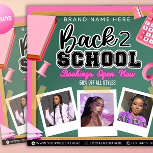 Back To School Flyer, Back to school sale flyer, Back to school hair flyer, DIY canva template, Back 2 School Flyer, Braid Special Flyer
