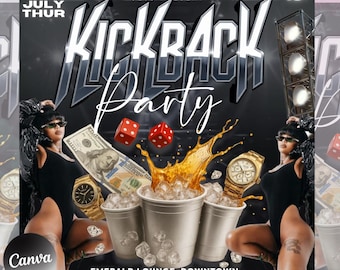 Kickback Party Flyer, Editable Kickback Club Flyer, Club DJ Party Invite, Event Flyer, Social Media Flyer, Canva Template, Instant Download