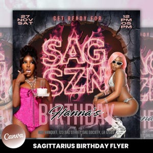 Sagittarius Birthday Flyer, Birthday Template, Birthday Girl, Party Flyer, Celebration Flyer, Birthday Event, Birthday Invite, Sagittarius