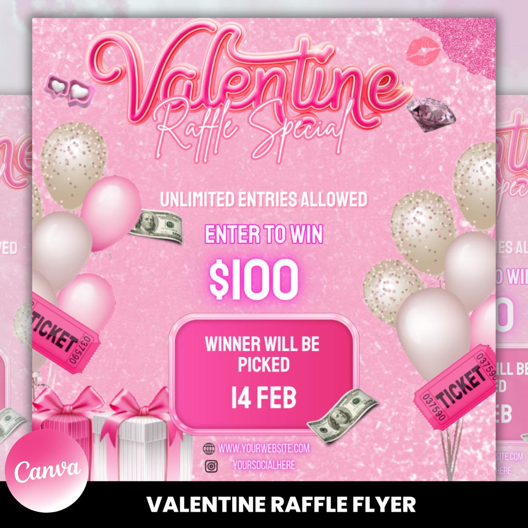 Valentine Raffle Creation Valentines Raffle Flyer, Valentine Day Giveaway Flyer, DIY Flyer ...