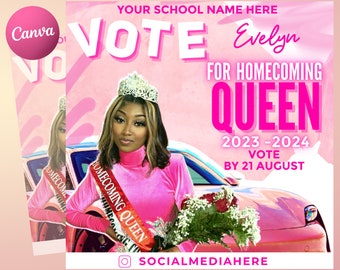 Vote Homecoming Queen Flyer, Homecoming Flyer, Campaign Flyer, Class Campaign Flyer, Election Flyer Prom Queen Flyer | DIY Editable Template