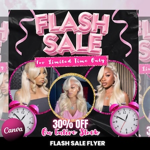 Flash Sale Flyer | DIY Editable Canva Template | Beauty, Hair, Nails, Lashes, Fashion, Boutique, Bookings Open, Business Deals Flyer