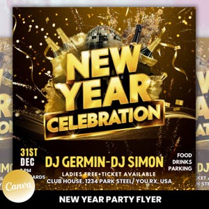 New Year Party Flyer, New Year Eve Flyer, Party invitation, Night Club, New Years Invitation, Night Club Flyer, New Years Invite