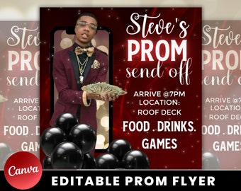 Prom Send Off Flyer, Prom Invitation Flyer, Prom Event Flyer, Prom Event Poster, Prom Party Invite, Prom Season Celebration, Party Template