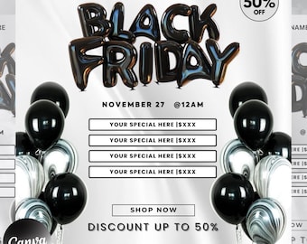 Black Friday Flyer, Pink Friday Sale flyer, Editable Canva template, Black Friday Sale Flyer, Black Friday Flyer Instagram Stories