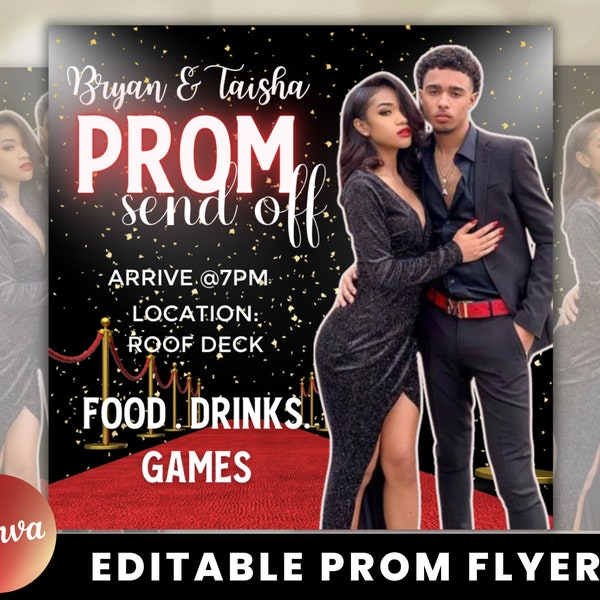 Prom Send Off Flyer, Prom Invitation Flyer, Prom Event Flyer, Prom Event Poster, Prom Party Invite, Prom Season Celebration, Party Template