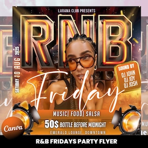 R&B Party Flyer, Friday Night, Event Template.Canva Template, Club Flyer, Party Invite, Custom Flyer, DJ Flyer Concert Flyer