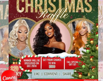 Christmas Raffle Flyer, Christmas Flyer, DIY Flyer Design Template, Giveaway Flyer, Social Media Flyer, Premade Business Flyer