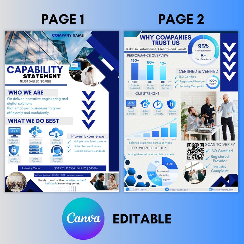 Editable Capability Chart Capability Statement Template Canva, Corporate Flyer, Editable Business ...
