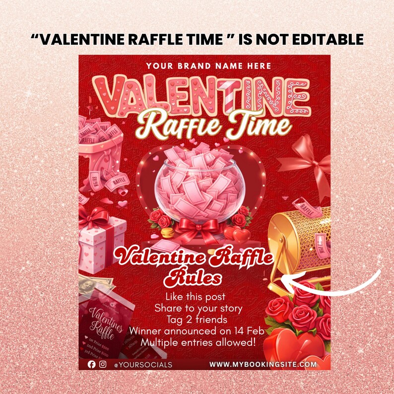 Raffle Flyer for Valentines Day, DIY Flyer Template Design, February ...