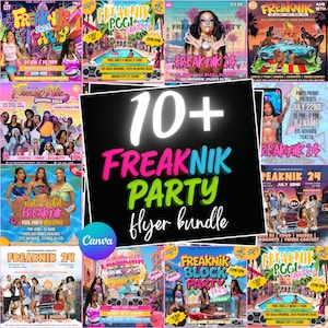 Freaknik Party Flyer Bundle, Freaknik Party einladen, Nachtklub Flyer, Pool Mansion Party, Sommerparty Flyer, Splash Alt, Canva Bearbeitbar