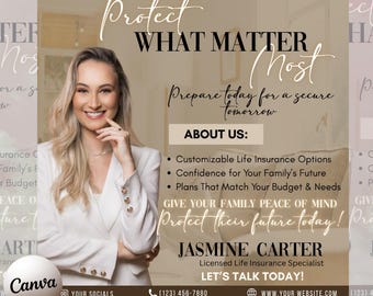 Life Insurance & Financial Advisor Flyer | DIY Canva Template for Retirement, Investment, and Insurance Services