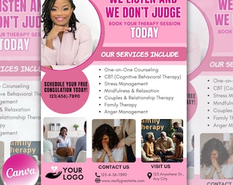 Therapist Flyer Template, Counseling Flyer, Therapist Template, Business Services Flyer, Therapy Tools